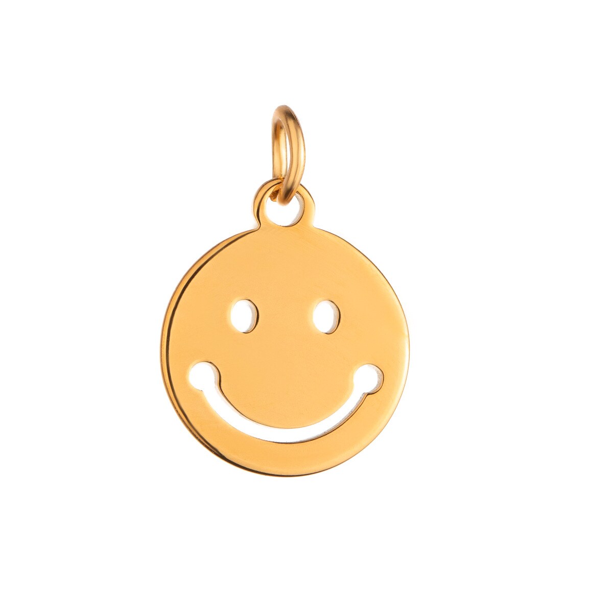 Colore oro / 1 pezzo semplice serie Smiley forma faccia acciaio inossidabile placcato oro 18K colore ciondolo da donna Immagine4